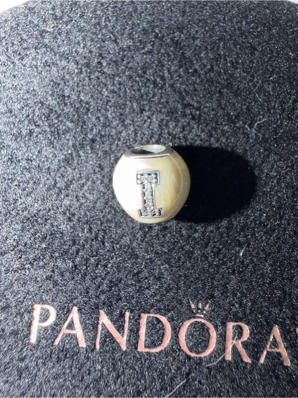 Pandora Cream Pearl 'I' Love Dogs Pavé Charm
